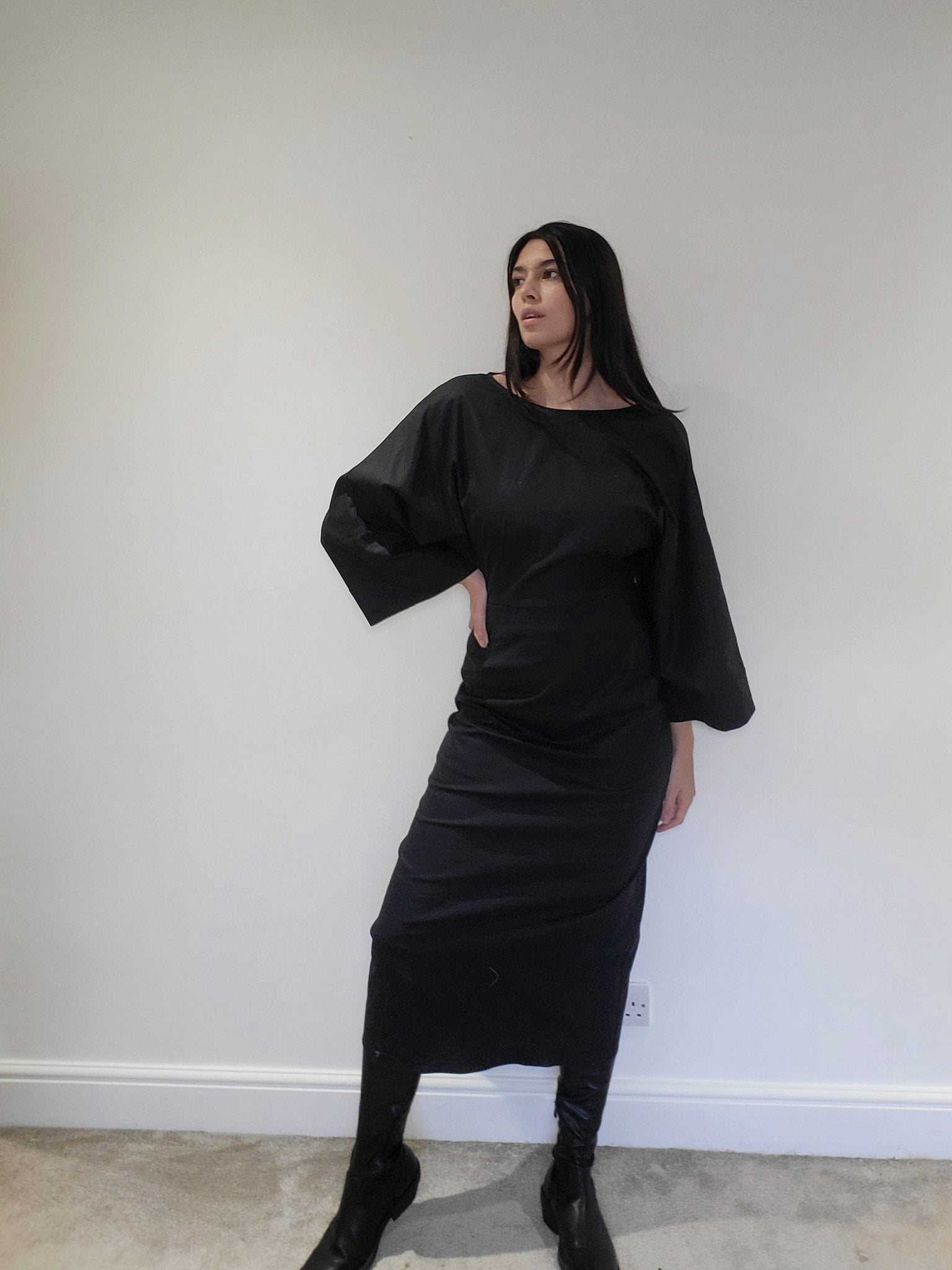 WDTS  - Blossom dress - Linen stretch Black