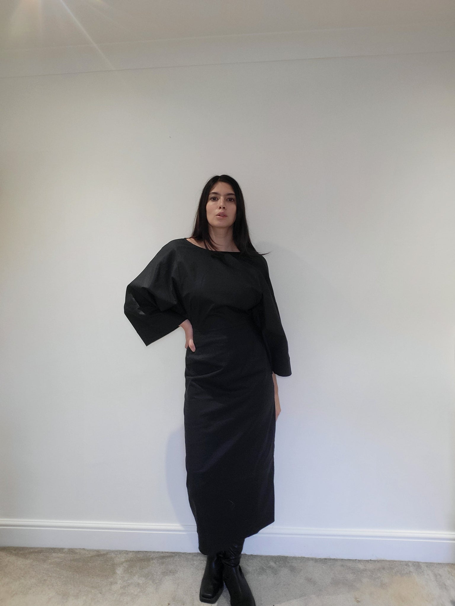 WDTS  - Blossom dress - Linen stretch Black