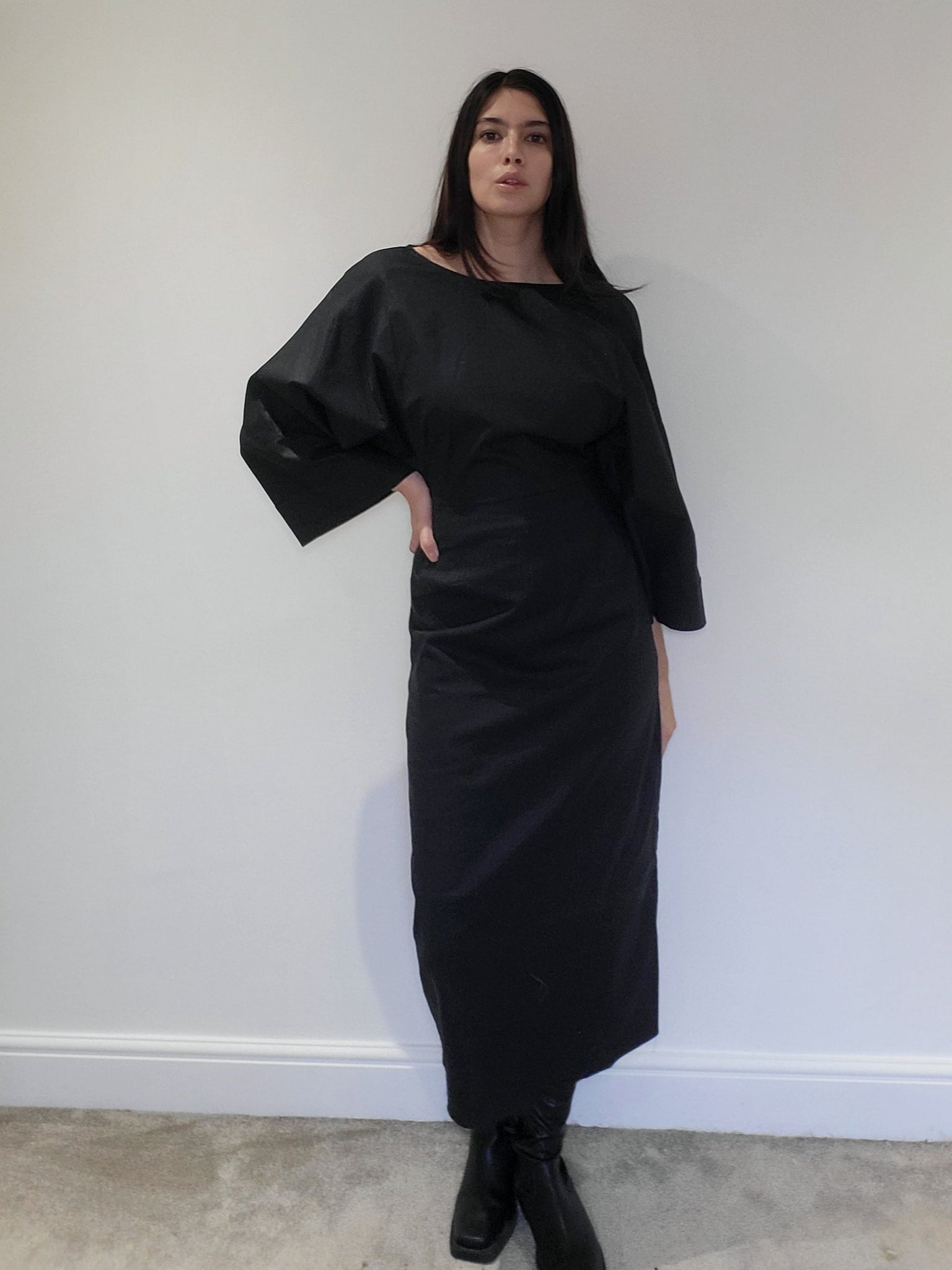 WDTS  - Blossom dress - Linen stretch Black