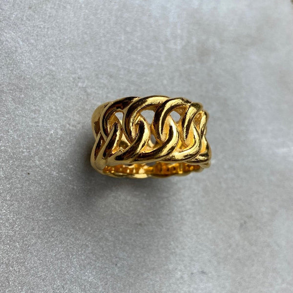 925 Silver Chain ring Gold