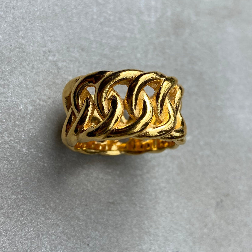 925 Silver Chain ring Gold
