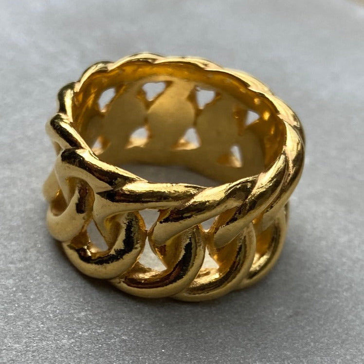 925 Silver Chain ring Gold