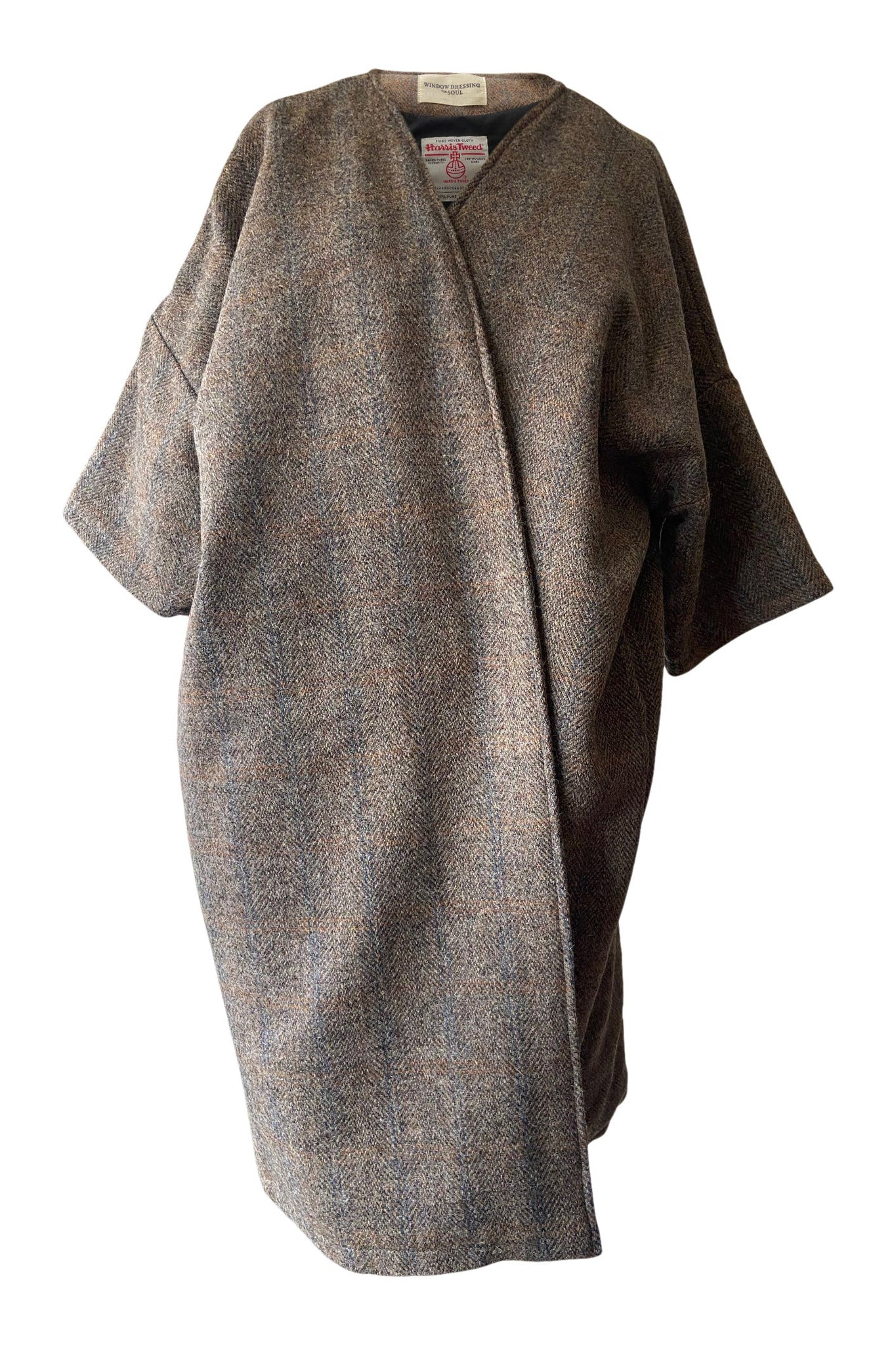 WDTS  - Harris Tweed Kimono coat 100% Wool Brown
