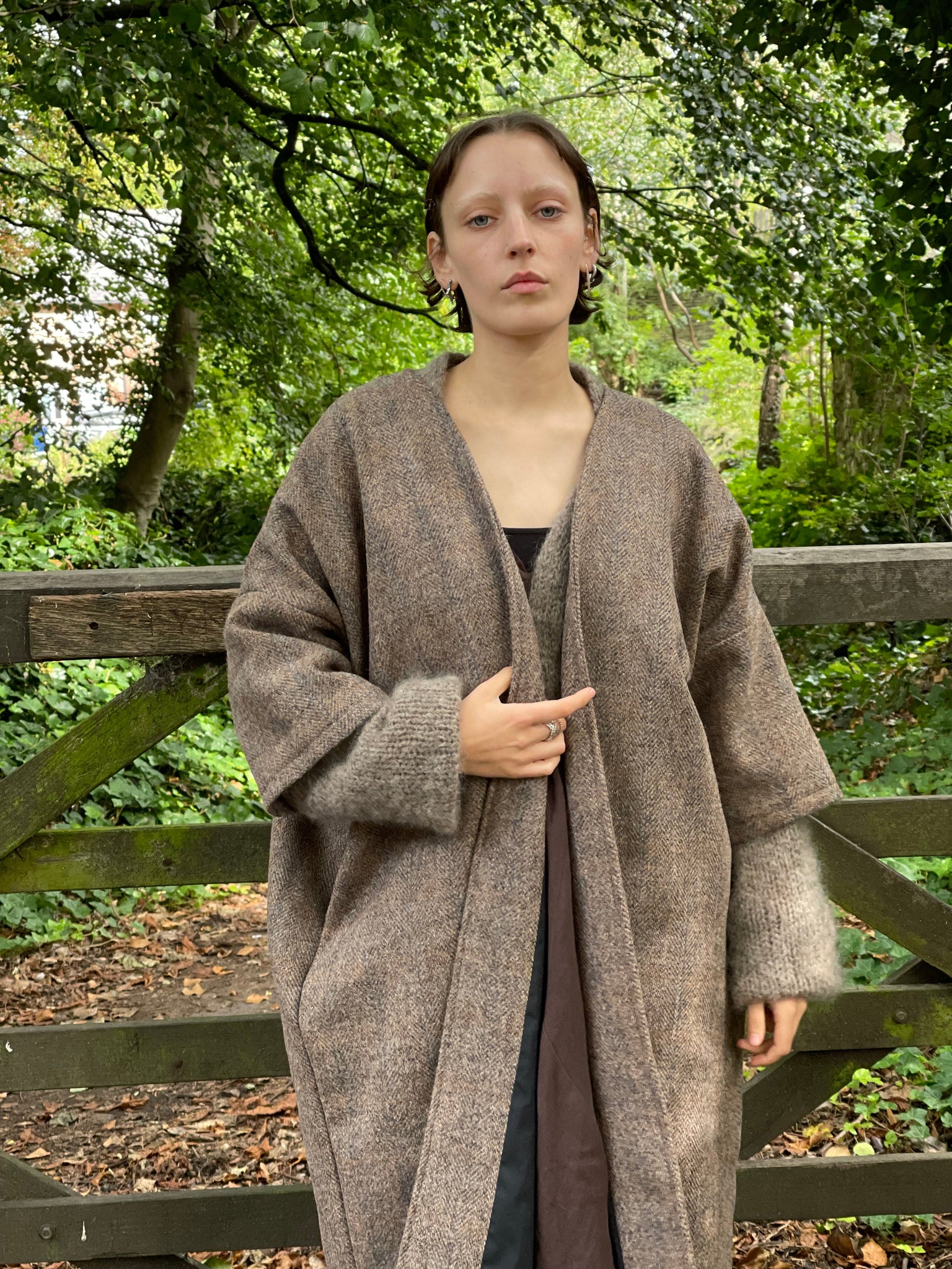 WDTS  - Harris Tweed Kimono coat 100% Wool Brown
