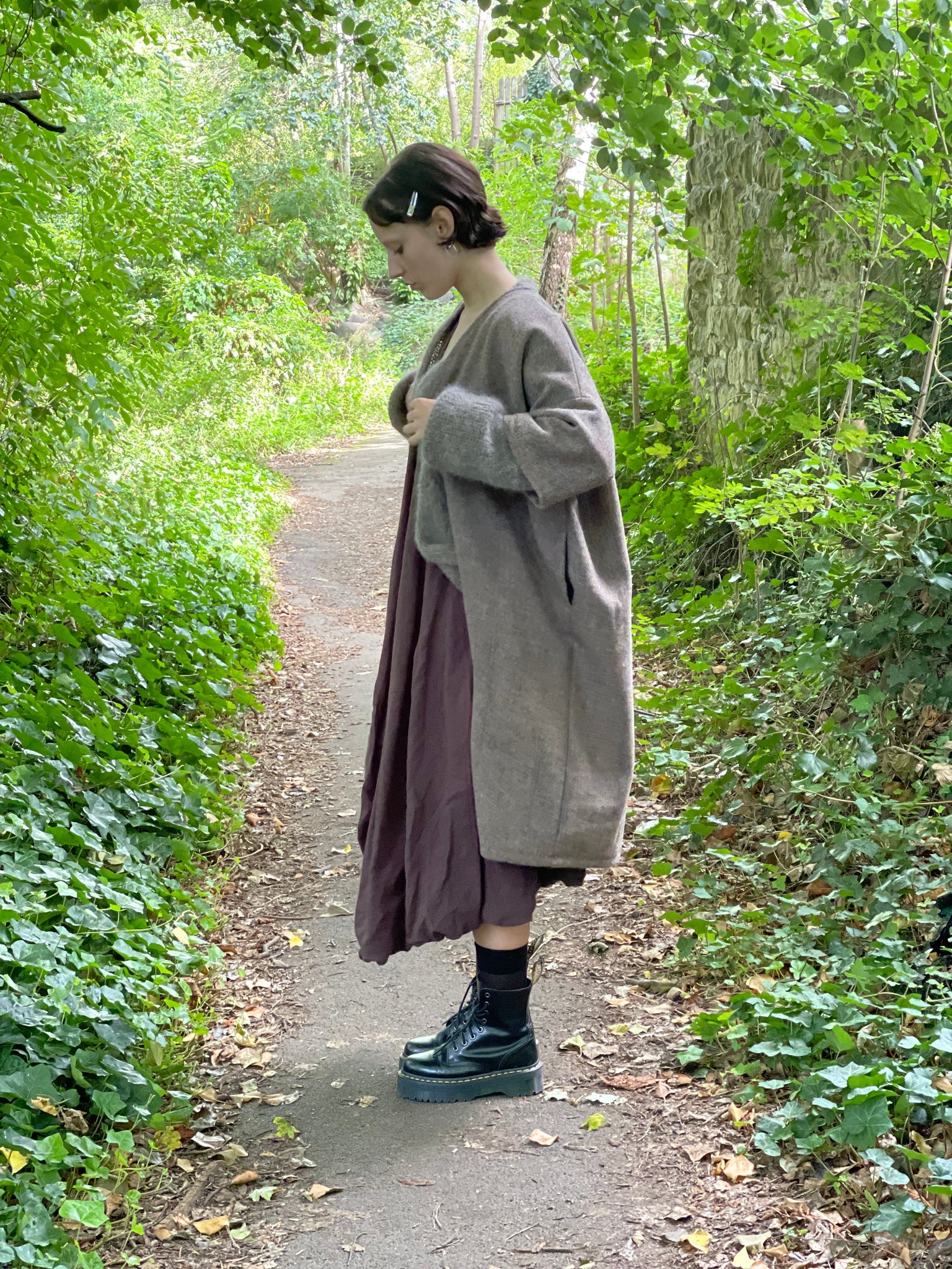 WDTS  - Harris Tweed Kimono coat 100% Wool Brown