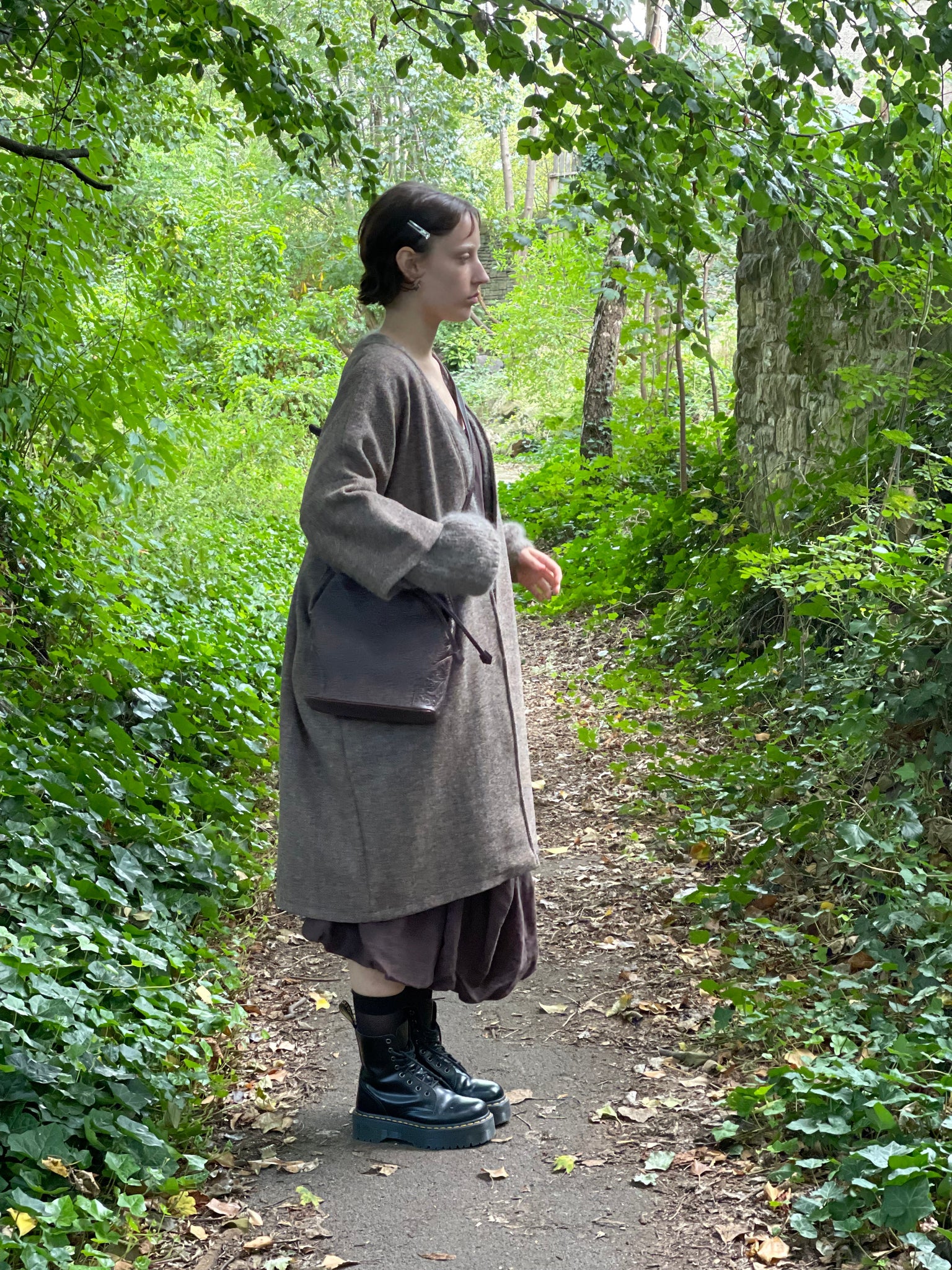 WDTS  - Harris Tweed Kimono coat 100% Wool Brown