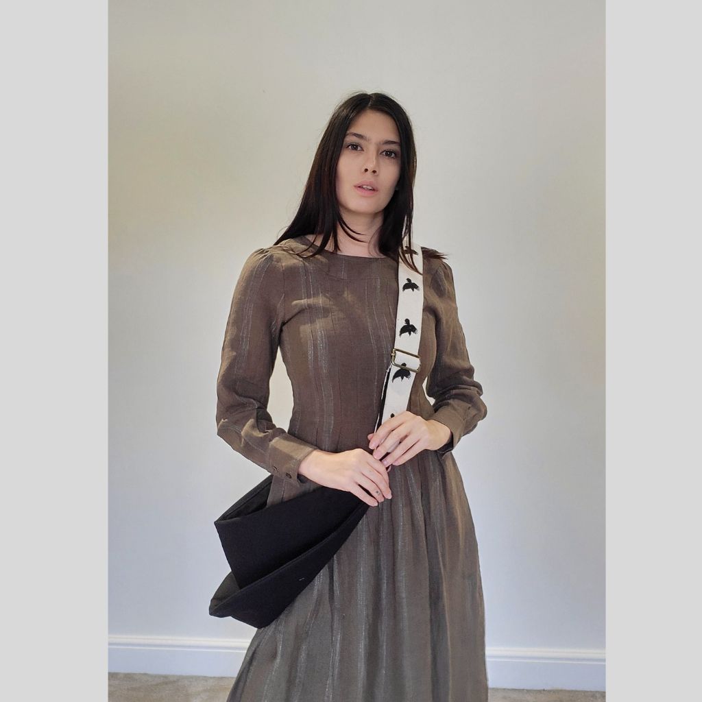 WDTS  - Tilly dress - Linen Olive stripe