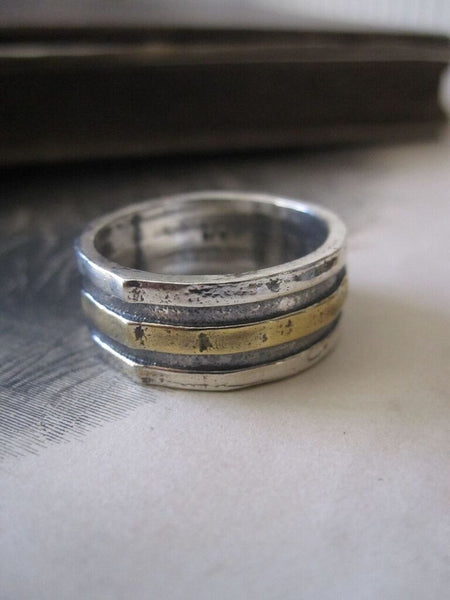 925 Solid Silver and Gold Plated Bands Ring