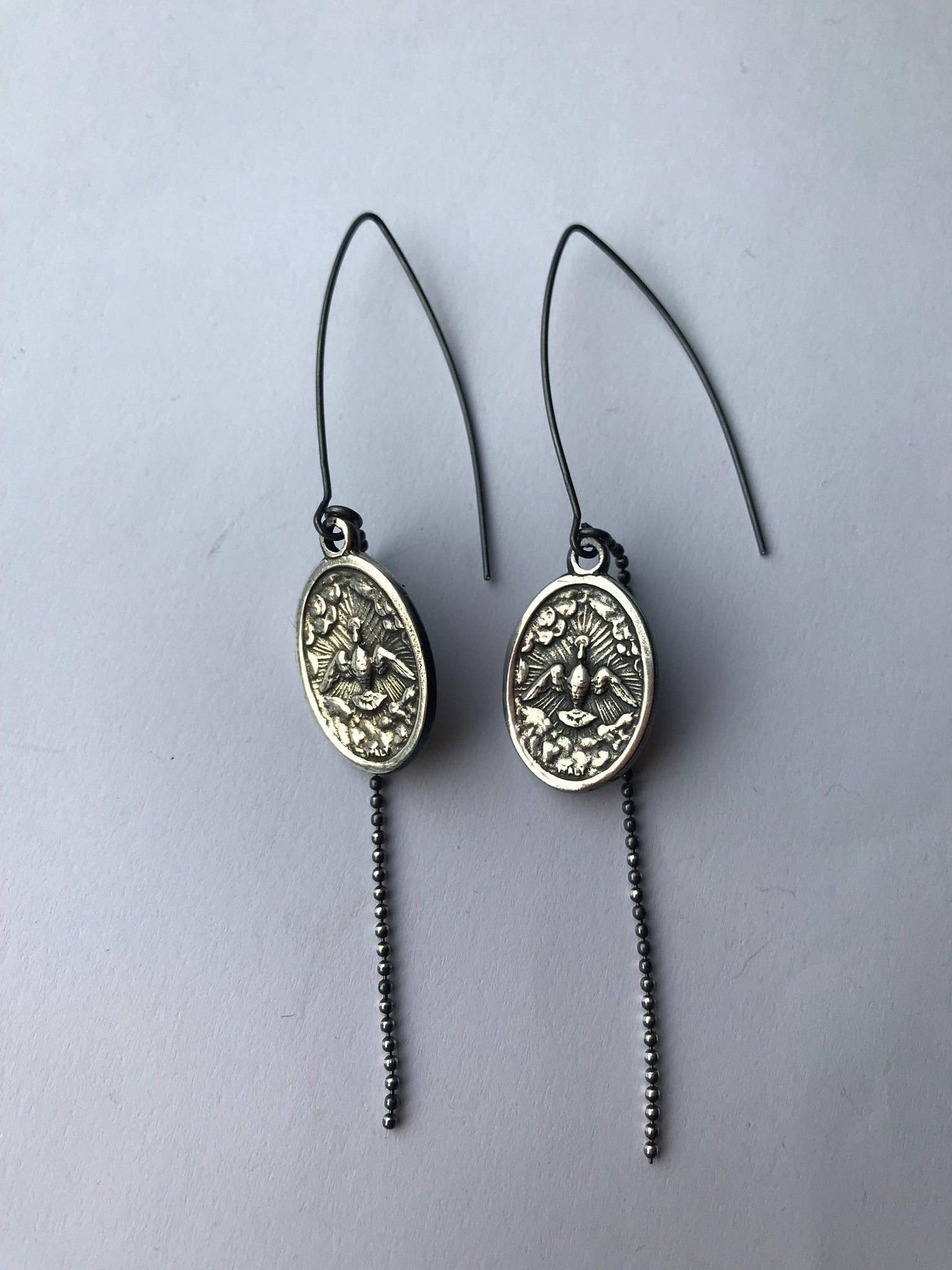 WDTS 925 oxidised Silver icon earrings
