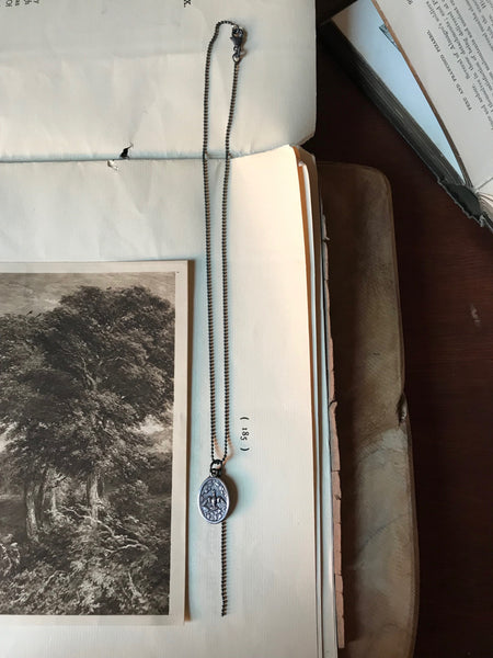 WDTS 925 oxidised Silver icon necklace