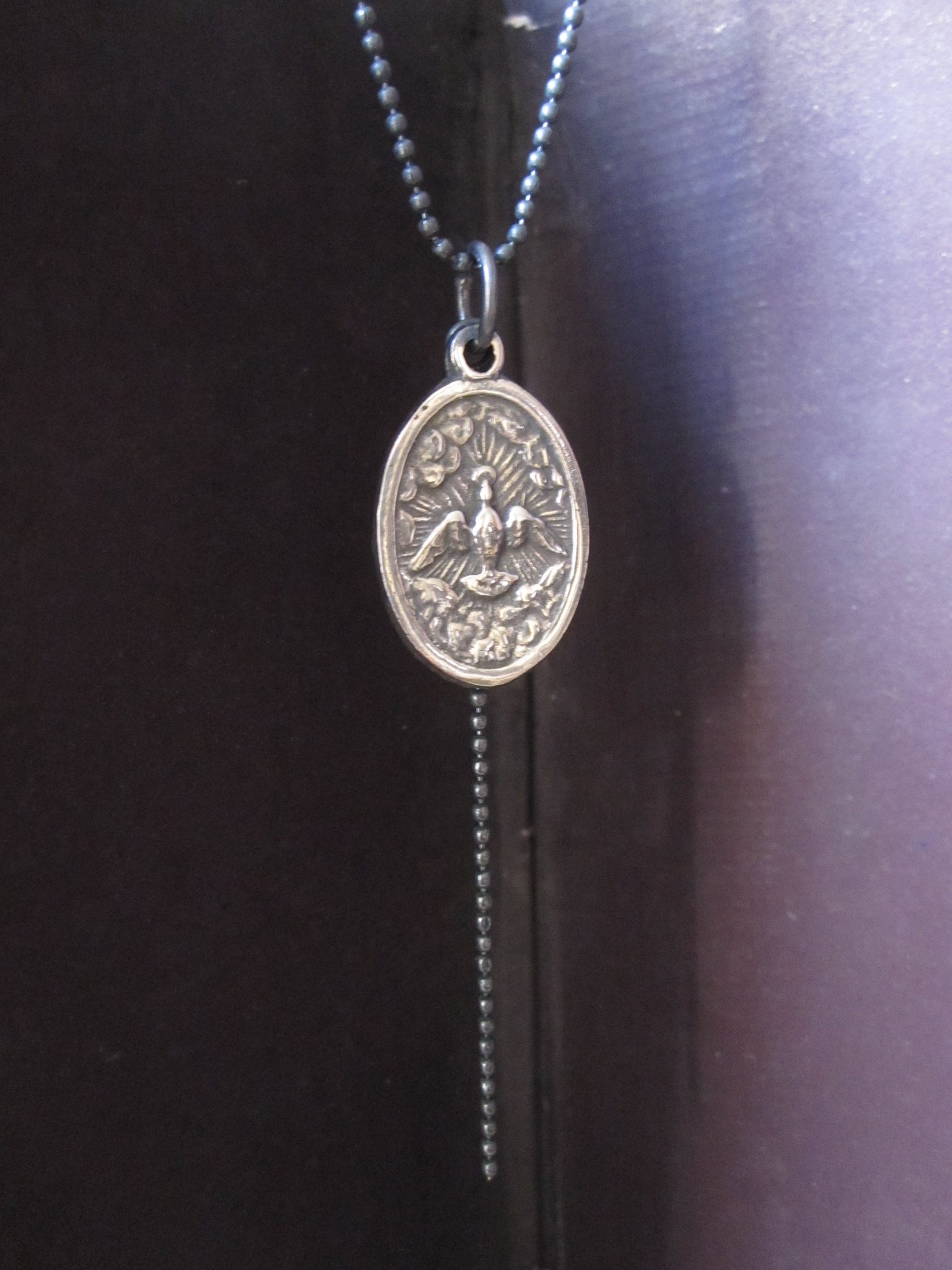 WDTS 925 oxidised Silver icon necklace