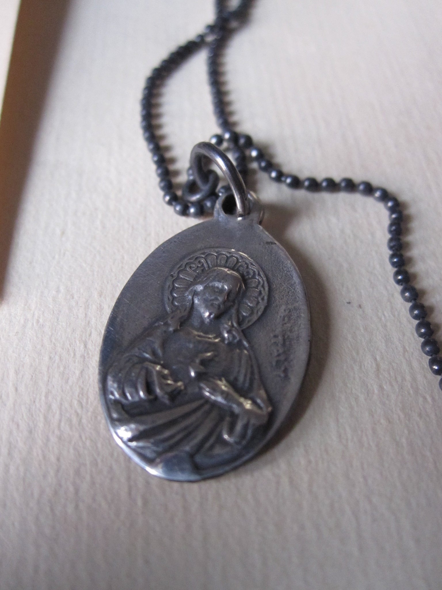 WDTS 925 oxidised Silver icon necklace