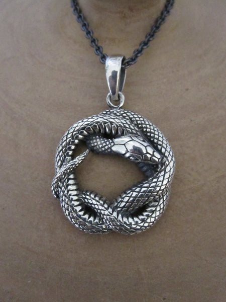 Oxidised 925 Silver Snake necklace