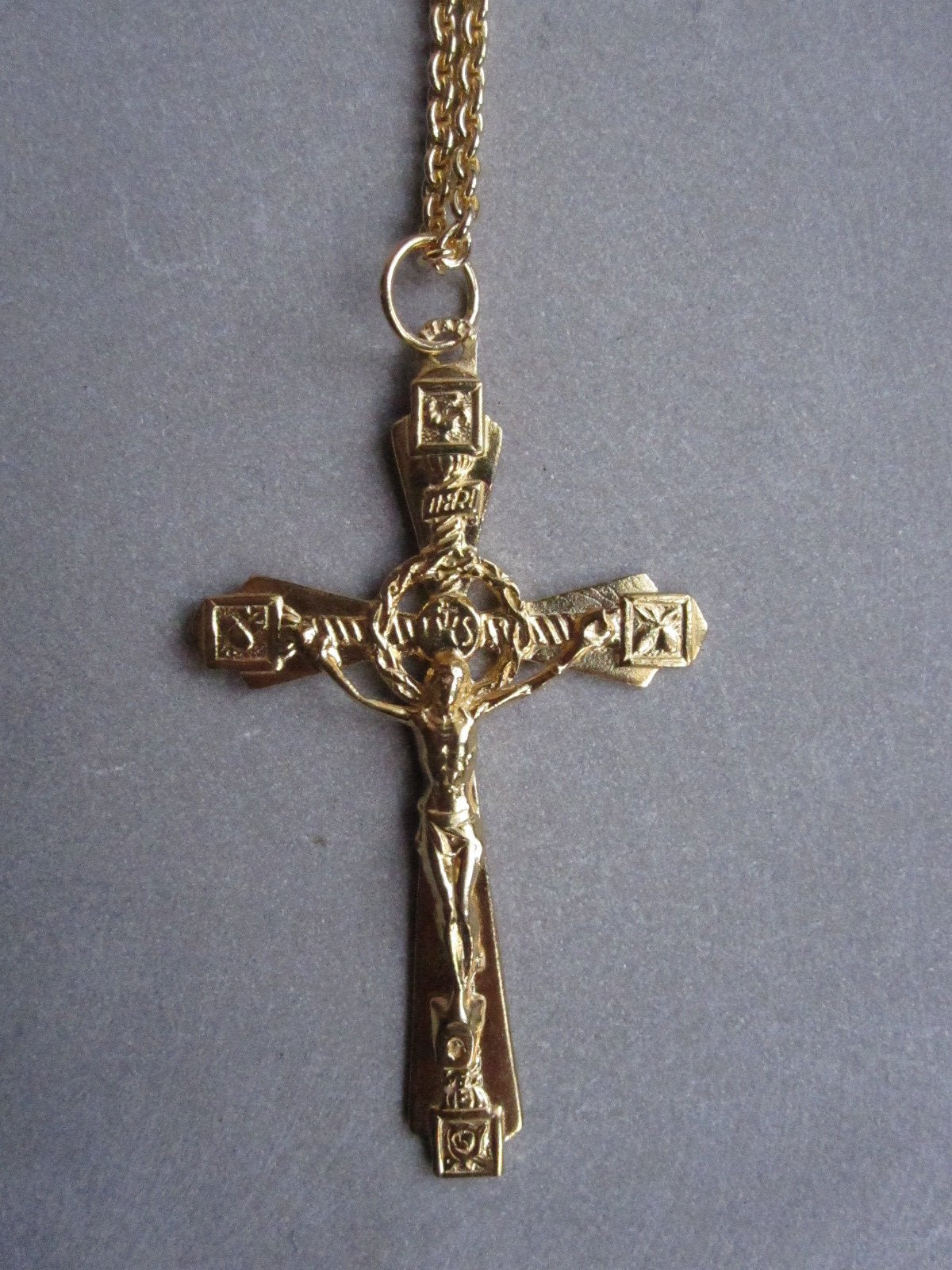 WDTS Gold plated 925 Silver ornate crucifix necklace