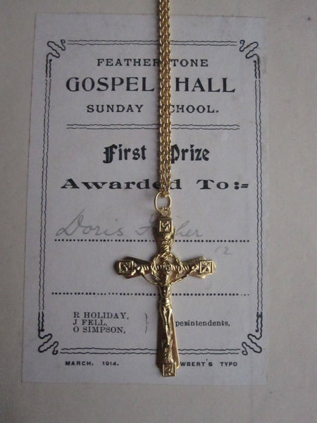 WDTS Gold plated 925 Silver ornate crucifix necklace