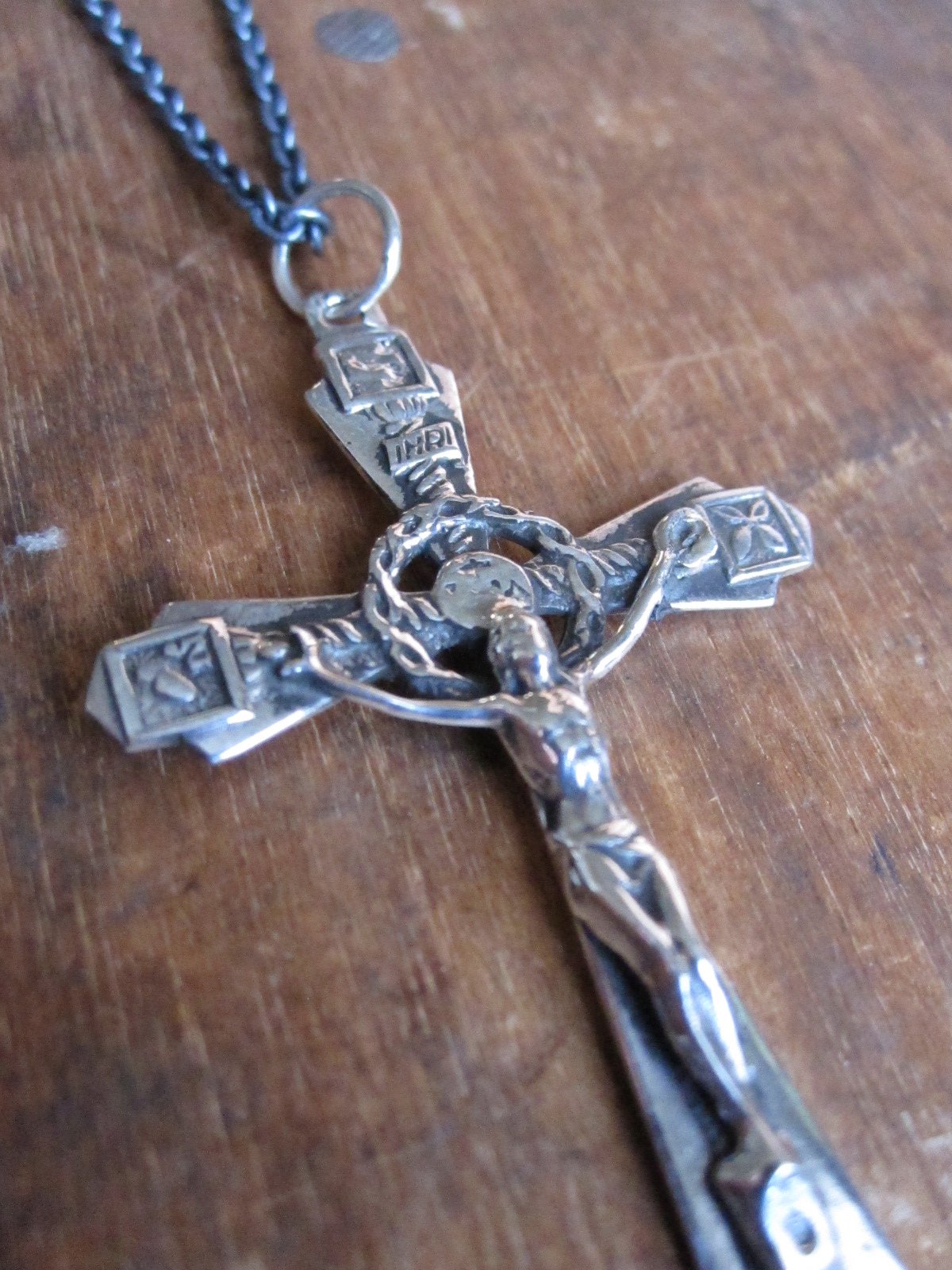 WDTS Oxidised 925 Silver ornate crucifix necklace