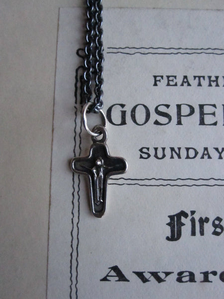WDTS Oxidised 'Jesus on the cross' small pendant