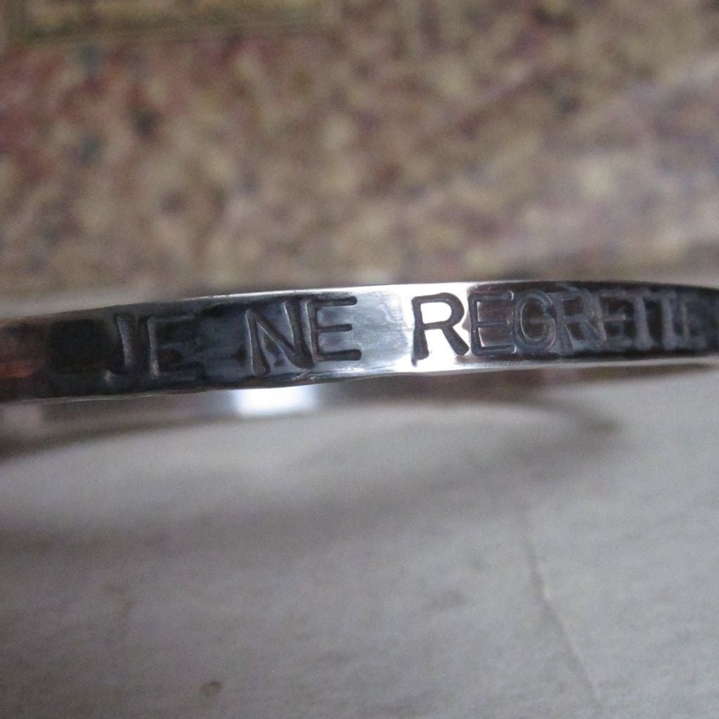 WDTS Sheffield Silver - Hand Hammered Bangle - Je ne regrette rien - Mixed Finish