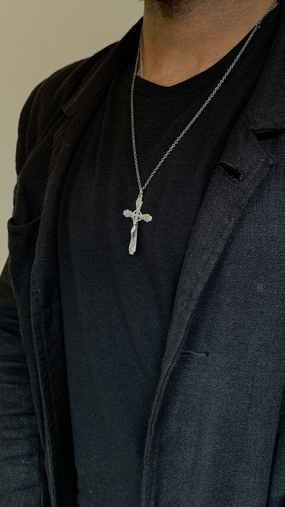 WDTS Oxidised 925 Silver ornate crucifix necklace