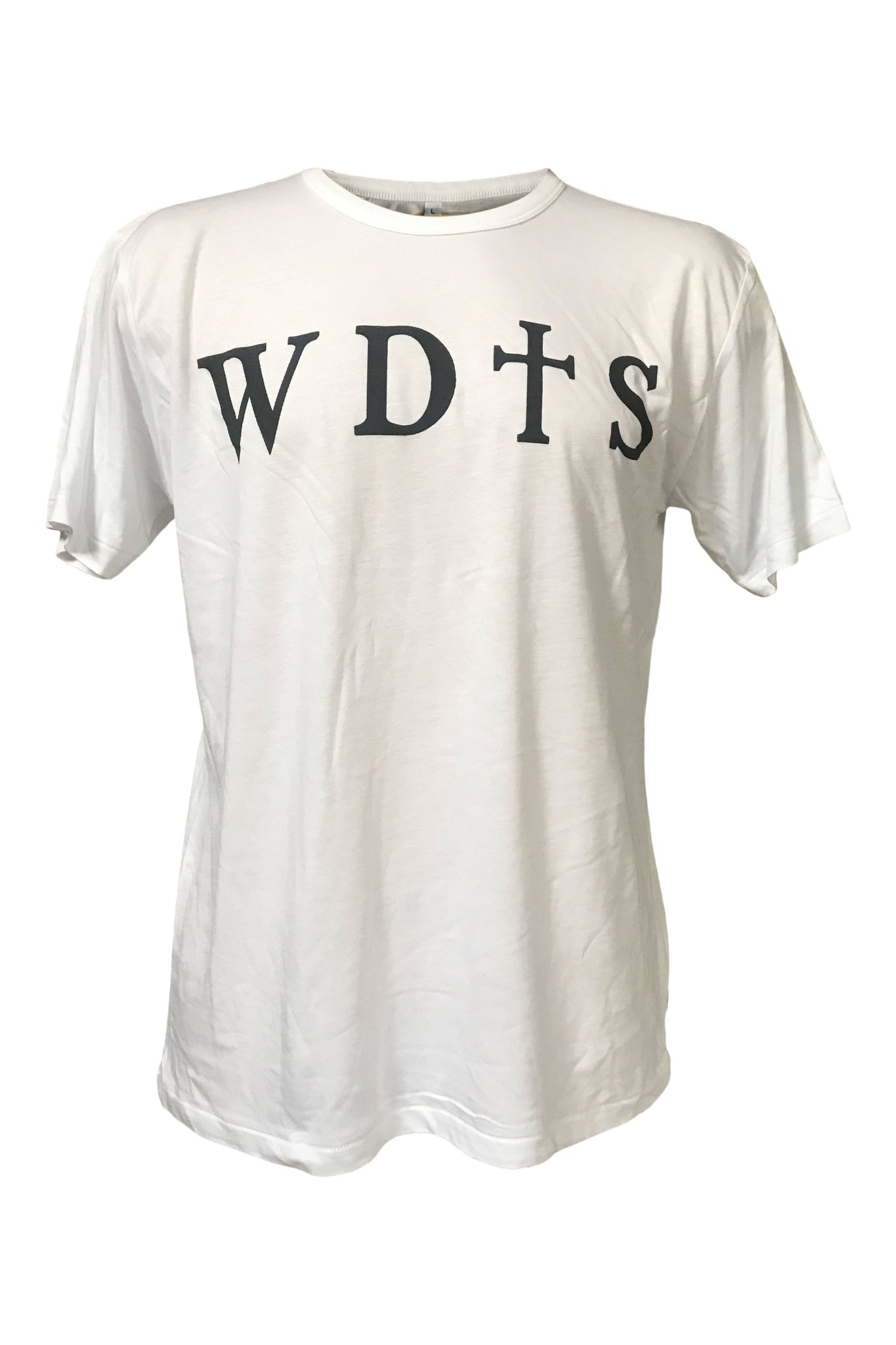 WDTS bamboo white t shirt logo on front