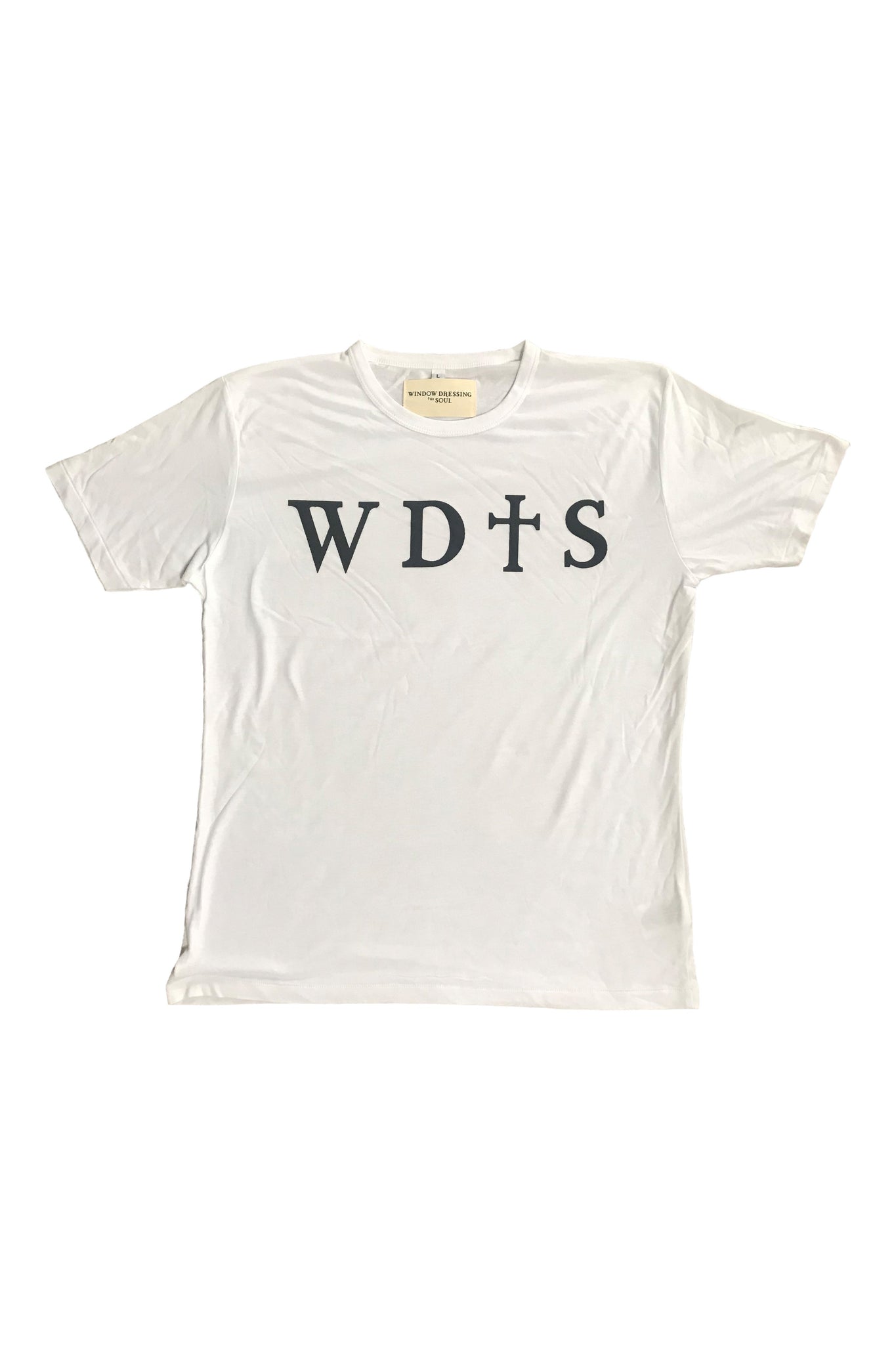 WDTS bamboo white t shirt logo on front